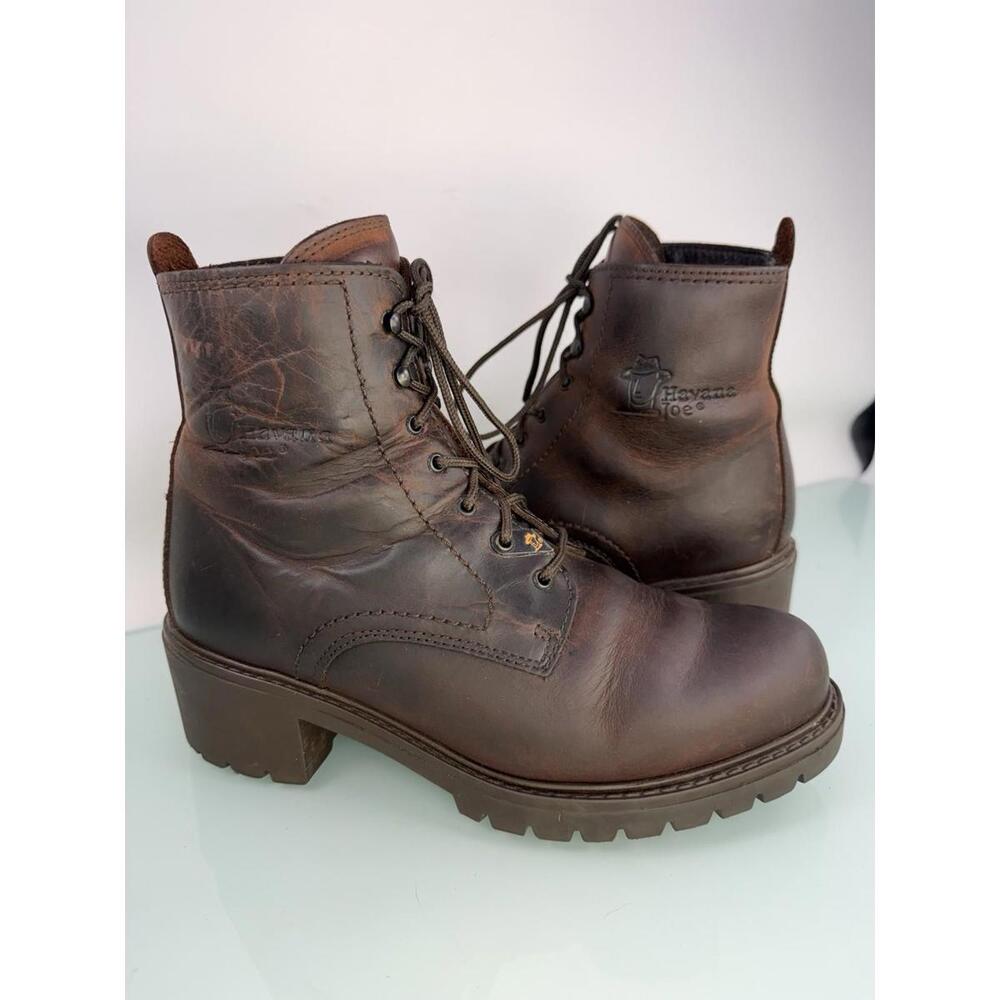 Havana Joe Distressed Leather Combat Boot  Dark Academia Rugged Heritage Moto